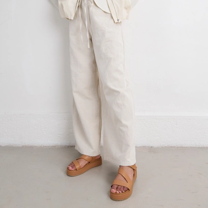 Platform sandals with straps in camel leather | ISAURE