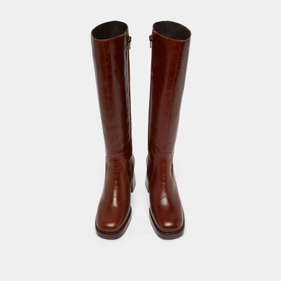 Platform boots in distressed brown leather | betina