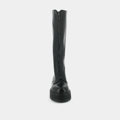 Lowboots with platform and zip closure in black leather | ralph