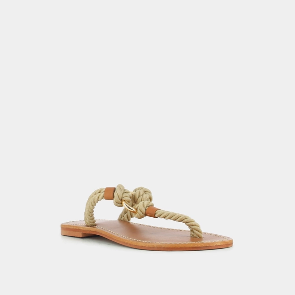 Flip-flop style sandals with loop in beige rope | WILD
