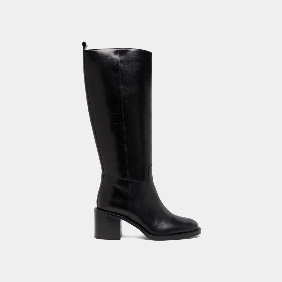 High heel boots in black leather | BONNIE