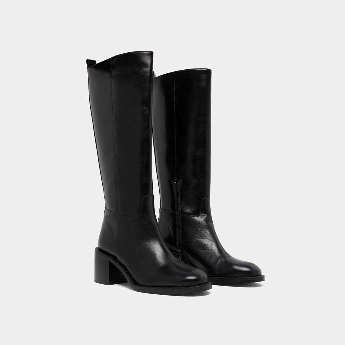 High heel boots in black leather | BONNIE