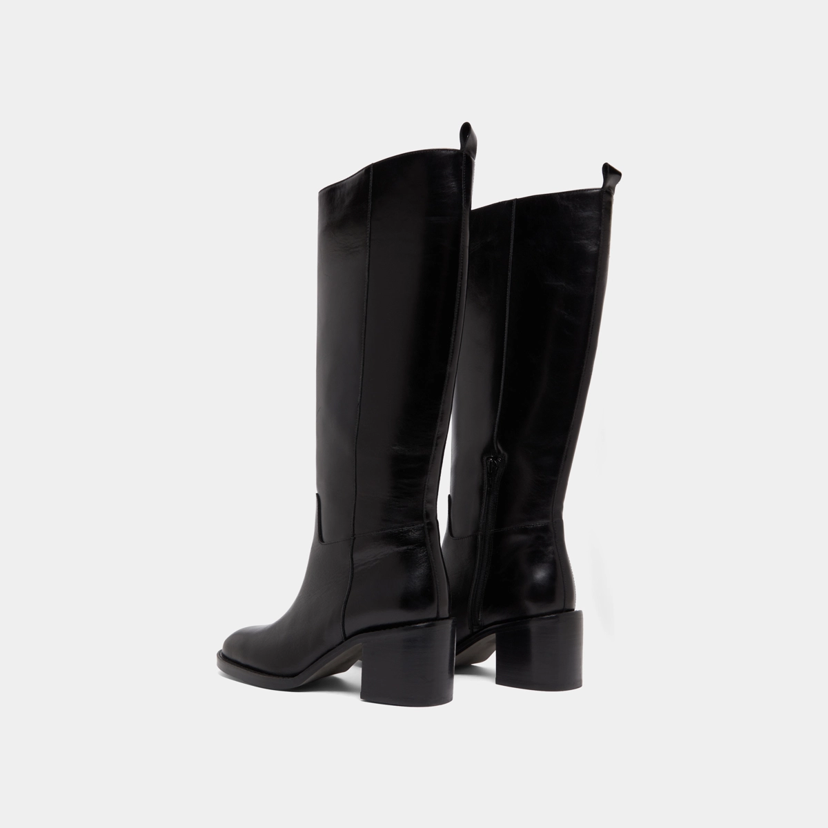 High heel boots in black leather | BONNIE