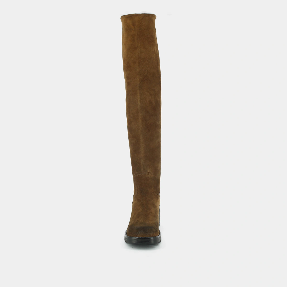 Heeled boots with notched soles in a cognac suede | ROMA