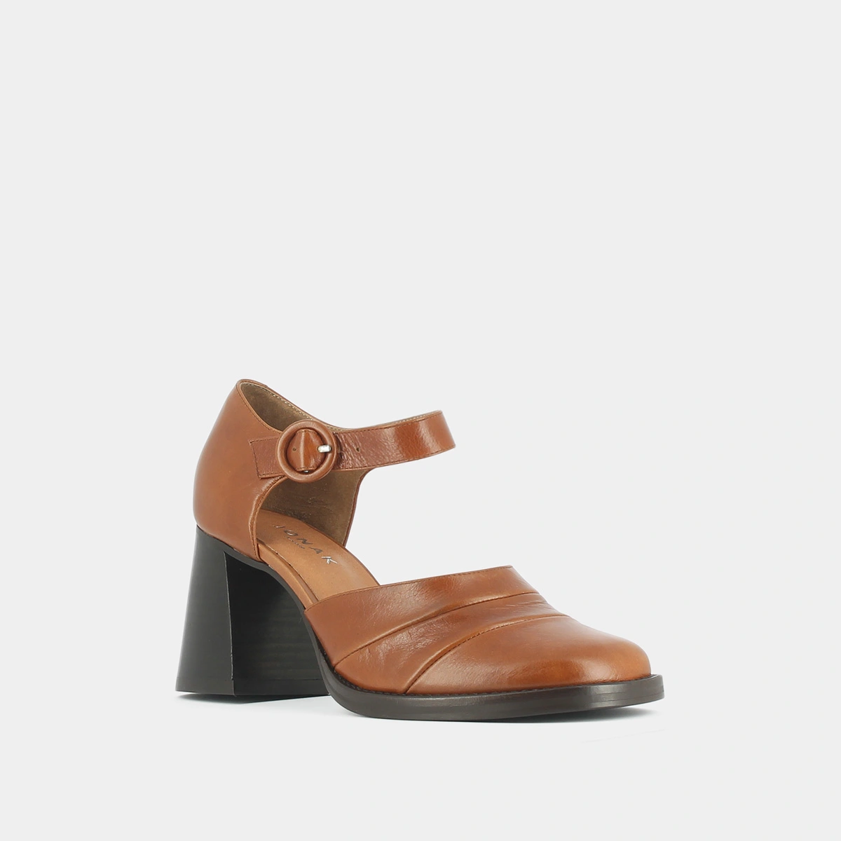 Babies with heel and strap in light cognac leather | DESTINEE