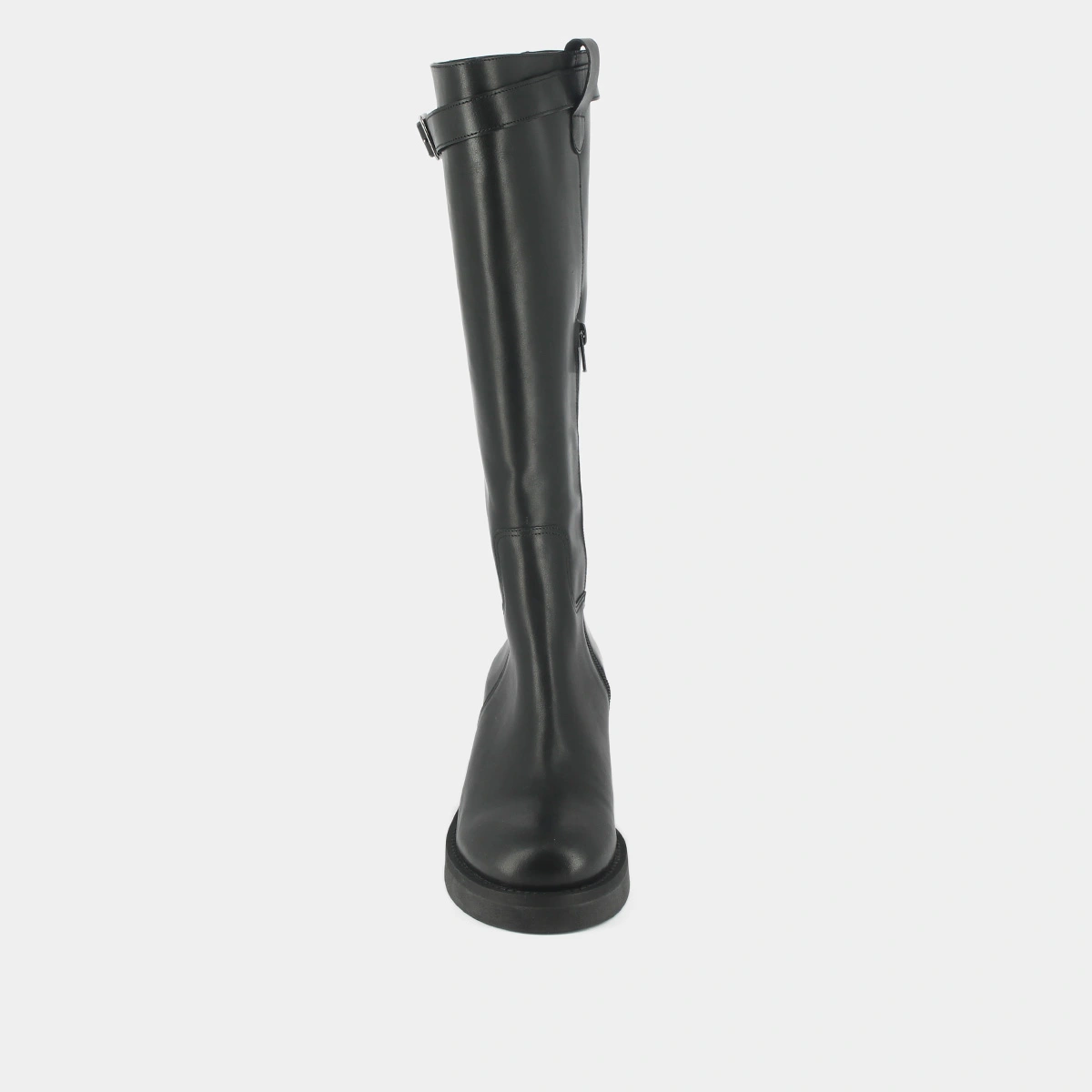 Heeled boots with silver detail in black greased leather | ACIA