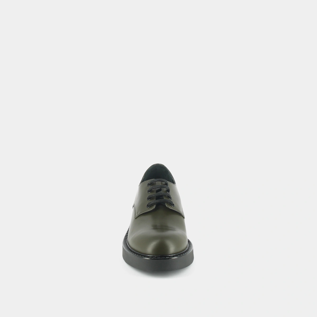 Derbies with laces and thick sole in khaki glazed leather | DIDON
