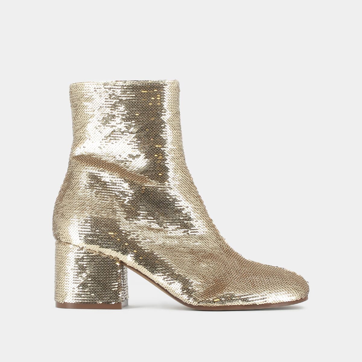 Heeled boots in platinum sequins | DARLENE