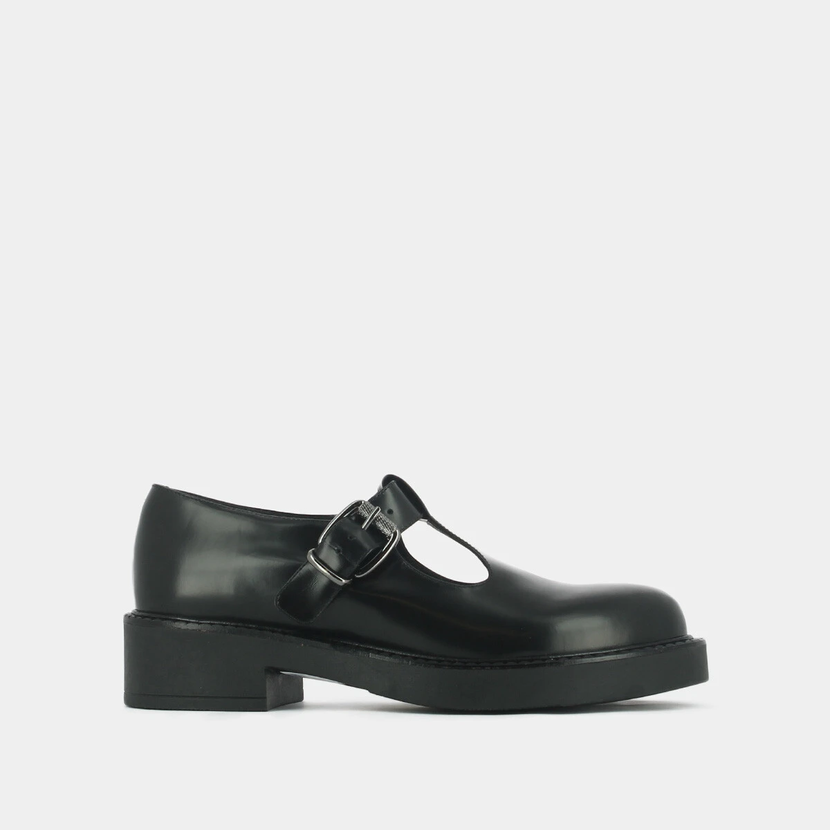 Thick-soled pumps in black shiny leather | DIDINE
