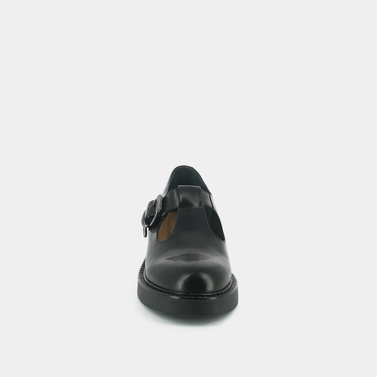 Thick-soled pumps in black shiny leather | DIDINE