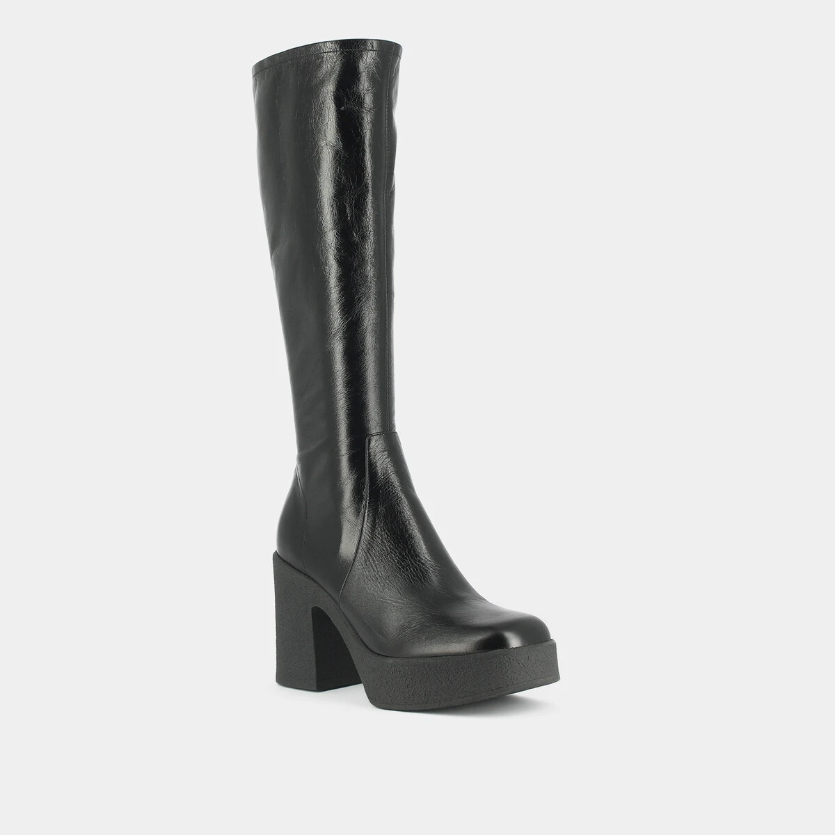 Platform boots in black aged leather | DRICIA