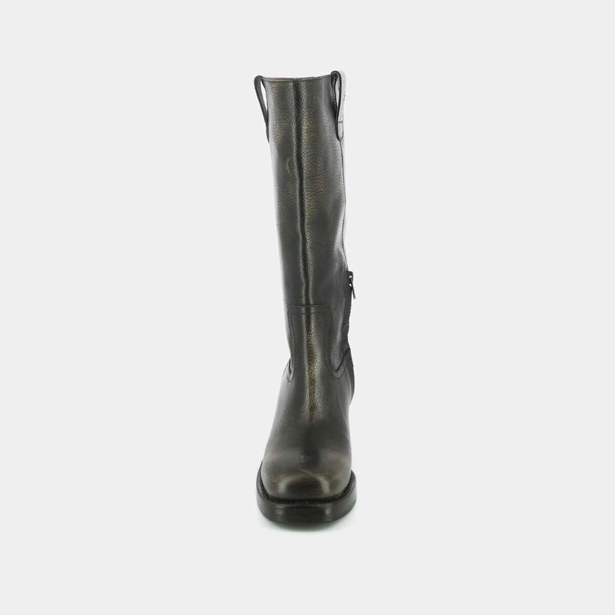Heeled boots in grey grained leather | DIA
