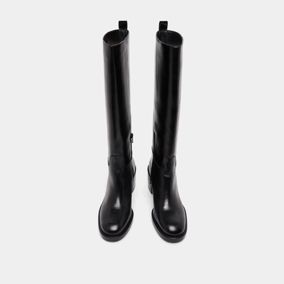 High heel boots in black leather | bonnie