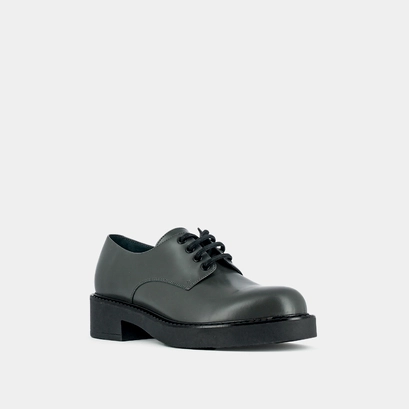 Derbies with laces and thick sole in anthracite glazed leather | didon