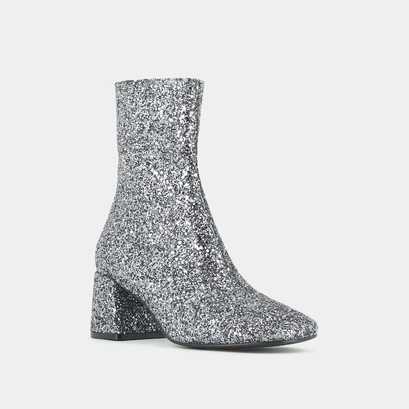 Heeled boots in anthracite glitter | benonie