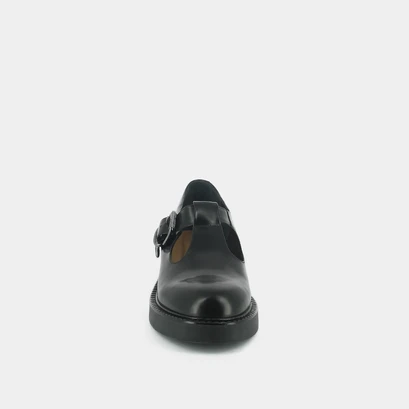 Thick-soled pumps in black shiny leather | didine