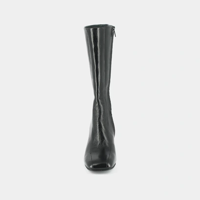 Heeled boots in black aged leather | darlone