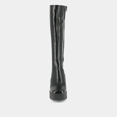 Platform boots in black aged leather | dricia