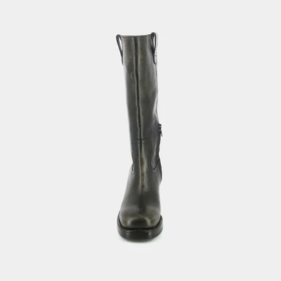 Heeled boots in grey grained leather | dia