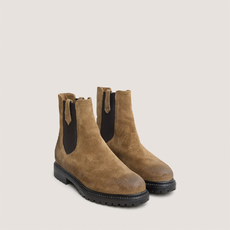 Low boots with notched soles and elastic taupe