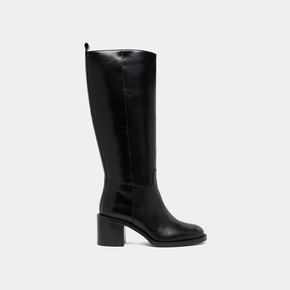 High heel boots in black leather | BONNIE