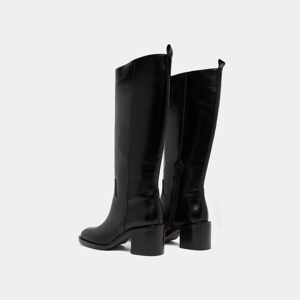 High heel boots in black leather | BONNIE