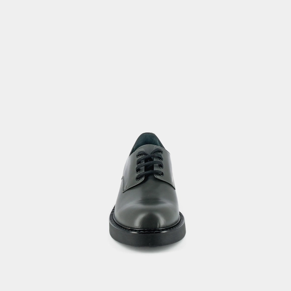 Derbies with laces and thick sole in anthracite glazed leather | DIDON
