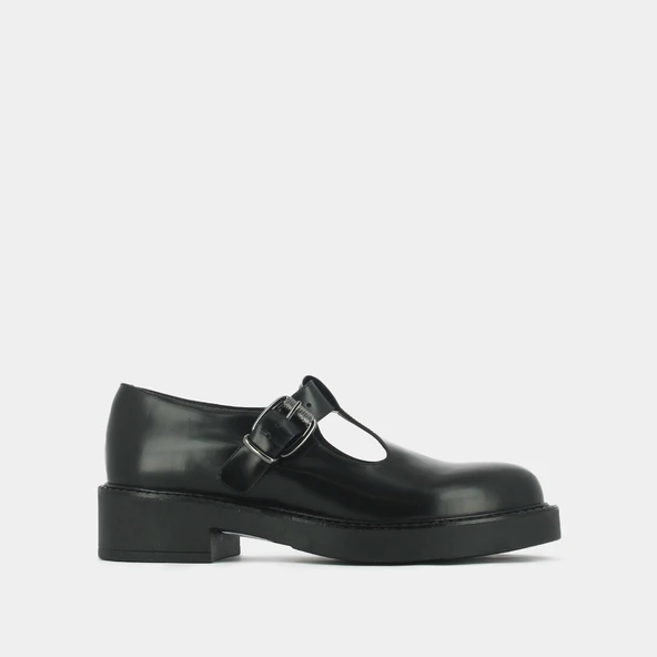 Thick-soled pumps in black shiny leather | DIDINE