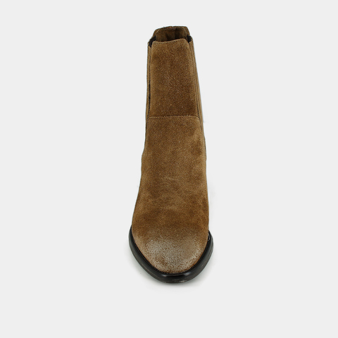 Low boots with elastic band and square heel taupe