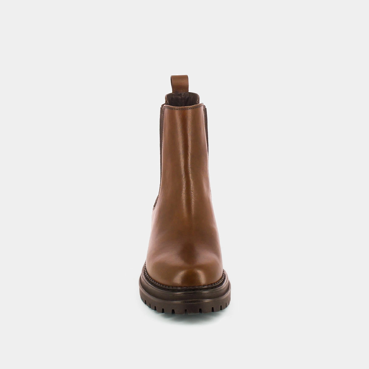 Boots with notched soles and elastic in cognac patinated leather | ADALARD