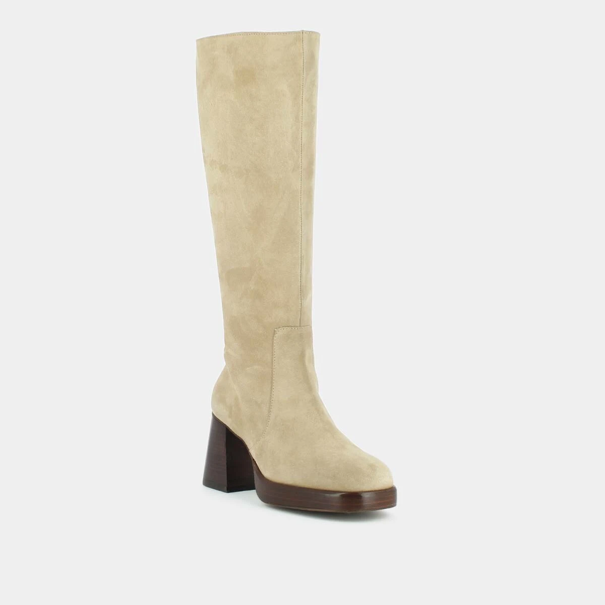 Platform boots in beige suede | BETINA