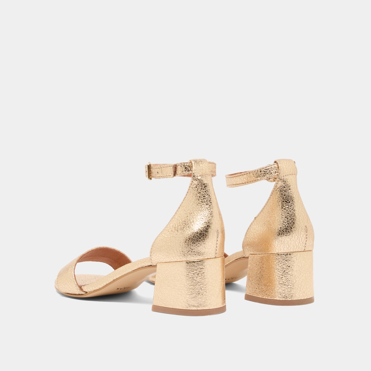 Square heel sandals in gold cracked leather | VERDI