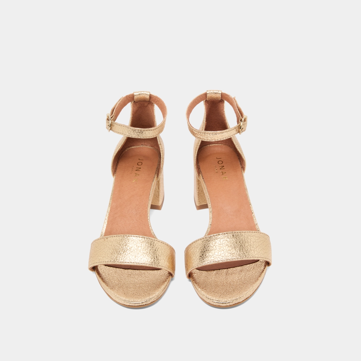Square heel sandals in gold cracked leather | VERDI