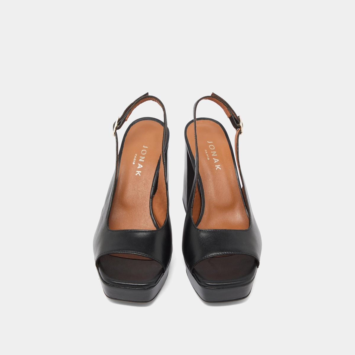 Square toe pumps with high heels in black leather | VLAD