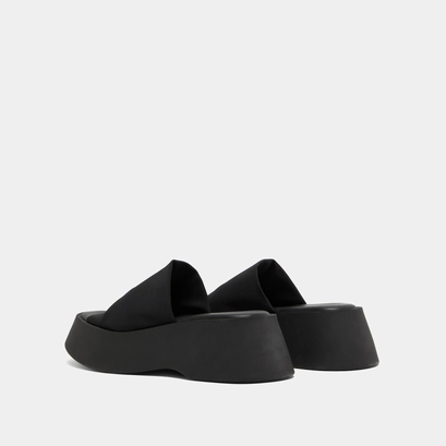 Open toe mules in black textile | EDDY