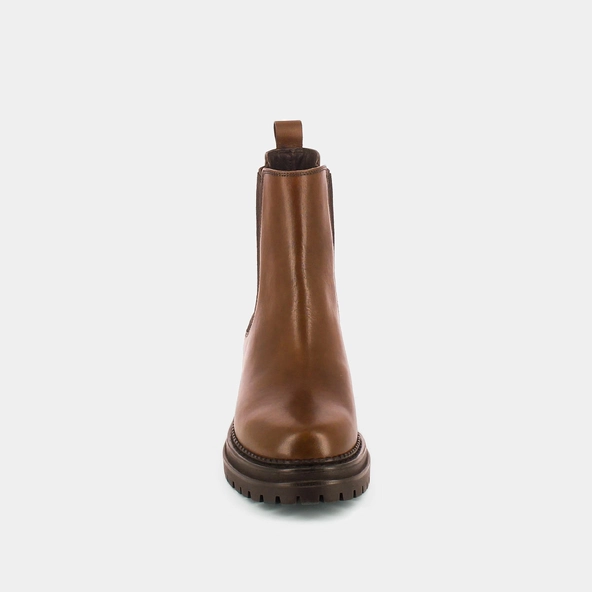 Boots with notched soles and elastic in cognac patinated leather | ADALARD