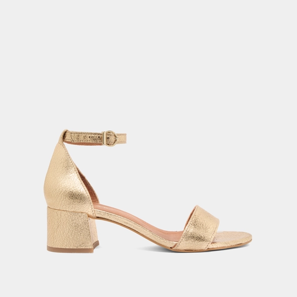 Square heel sandals in gold cracked leather | VERDI