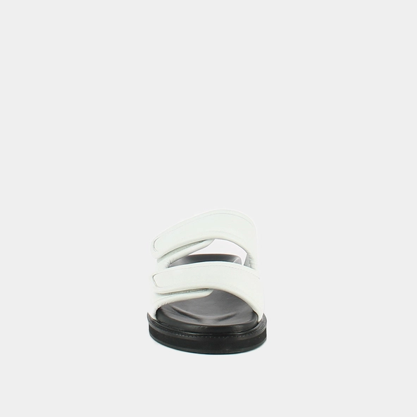 Mules with double fasteners in white leather | WARNING