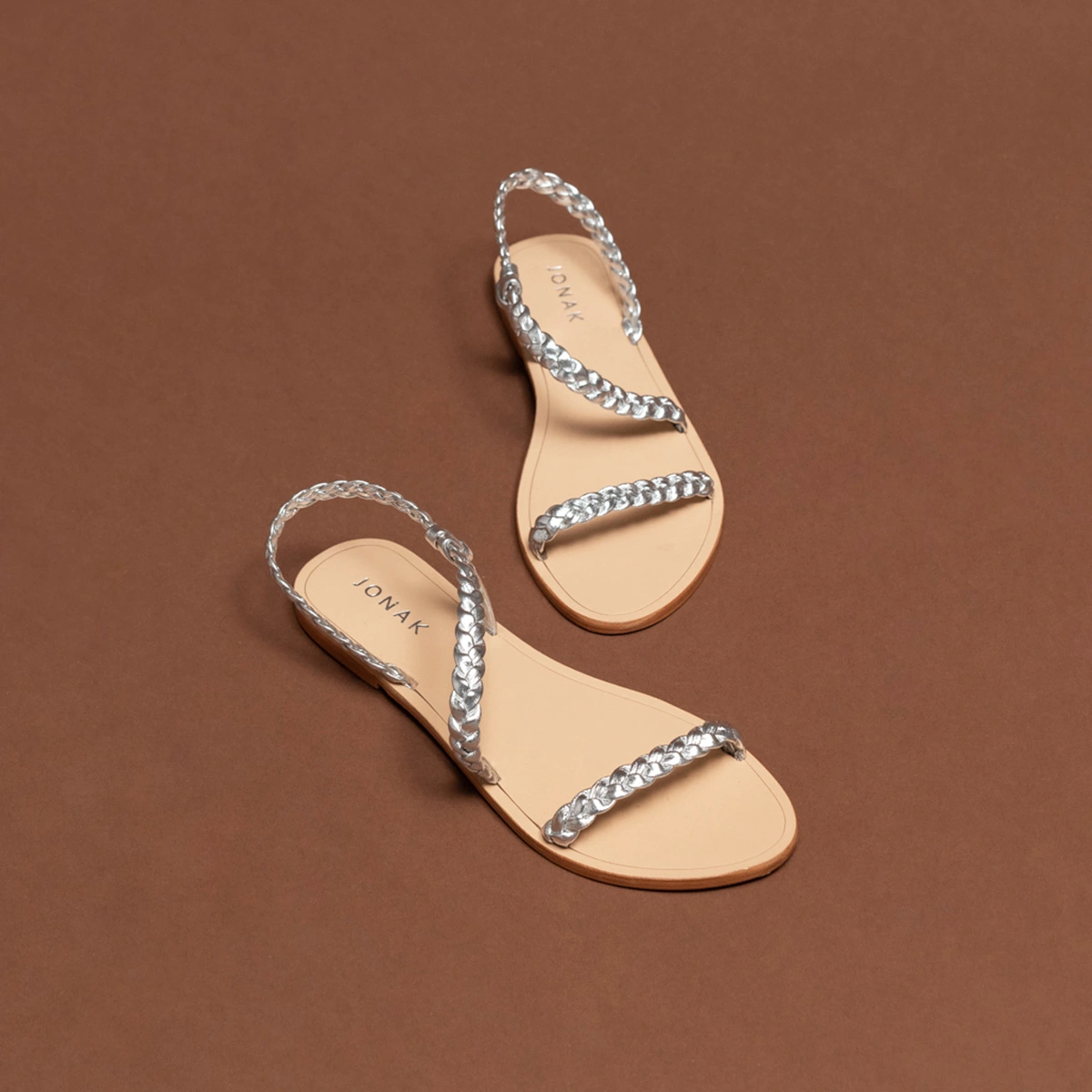 Braided strappy sandals in gold metallic leather | WINDY