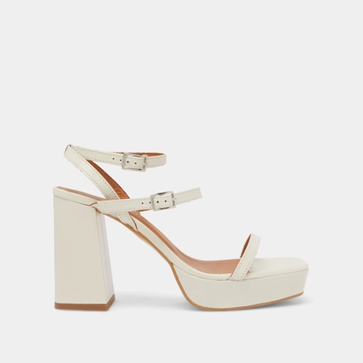 Strap and platform sandals in unbleached distressed leather | vlado