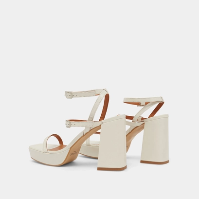Strap and platform sandals in unbleached distressed leather | vlado