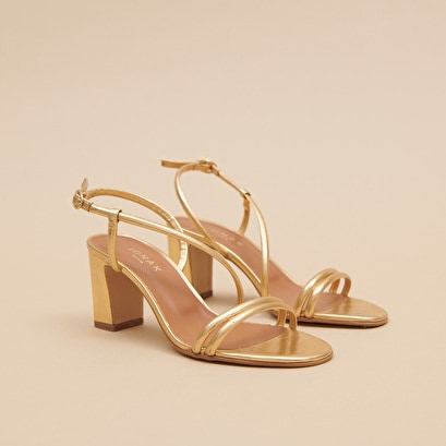 Jonak Women Sandals with heels and straps in gold metallic leather