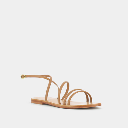 Flat sandals with straps in camel leather | apolline