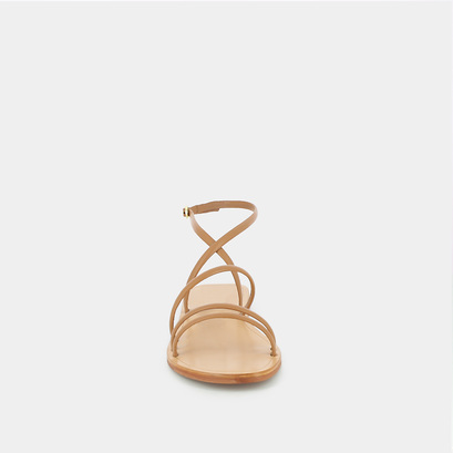 Flat sandals with straps in camel leather | apolline