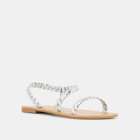 Braided strappy sandals in gold metallic leather | WINDY
