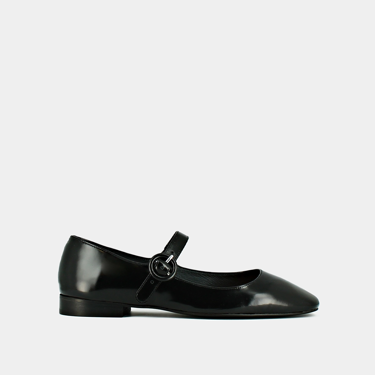 Square-toed ballerinas in black shiny leather | DAURINE