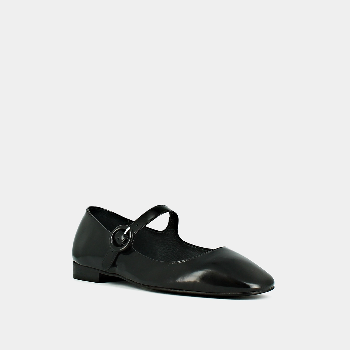 Square-toed ballerinas in black shiny leather | DAURINE