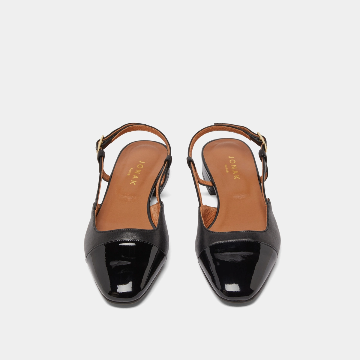 Slingbacks ballet flats in black patent and leather | DHAPOU