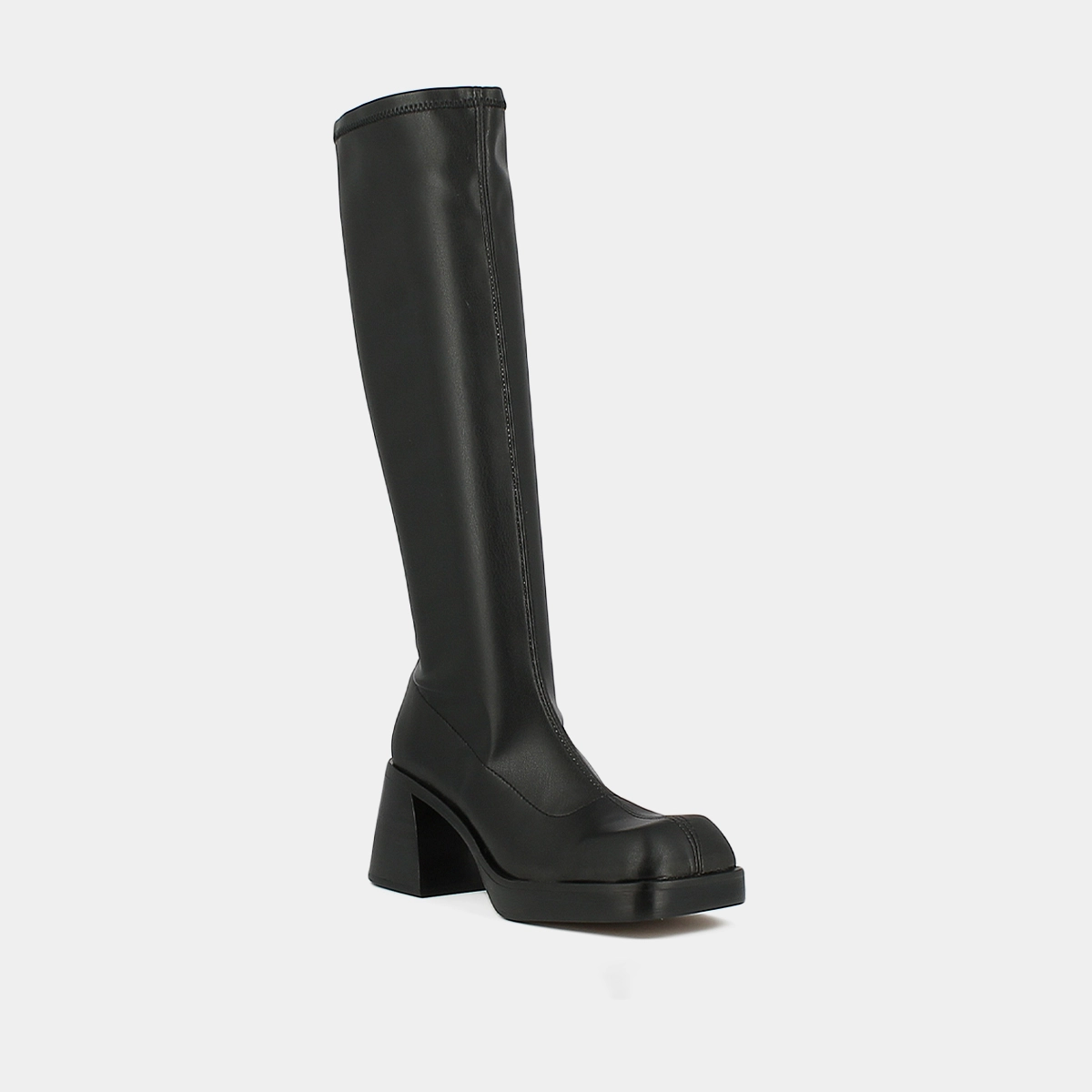 High boots with square toes in black textile | BALLOT