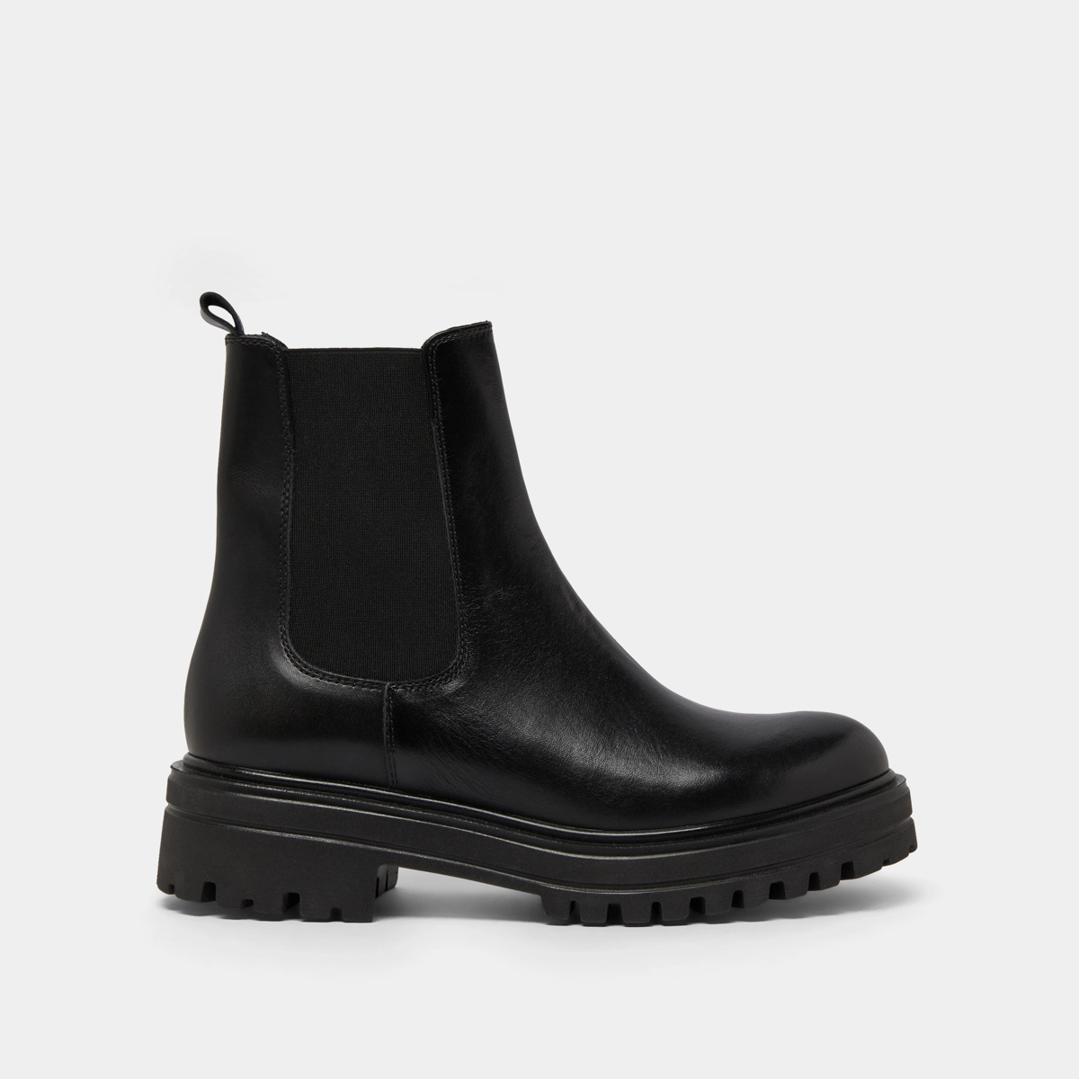 Boots with notched and elastic soles in black leather | AMANDINE
